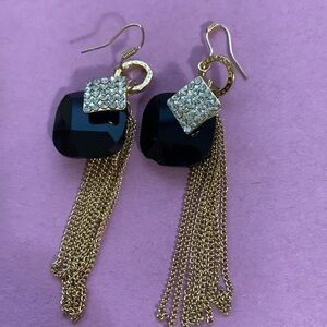 Black and gold fringe earrings*